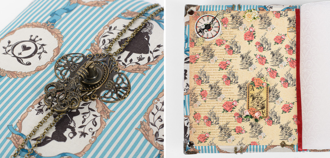 Фотоальбом голубой "Алиса в стране чудес" ручная работа