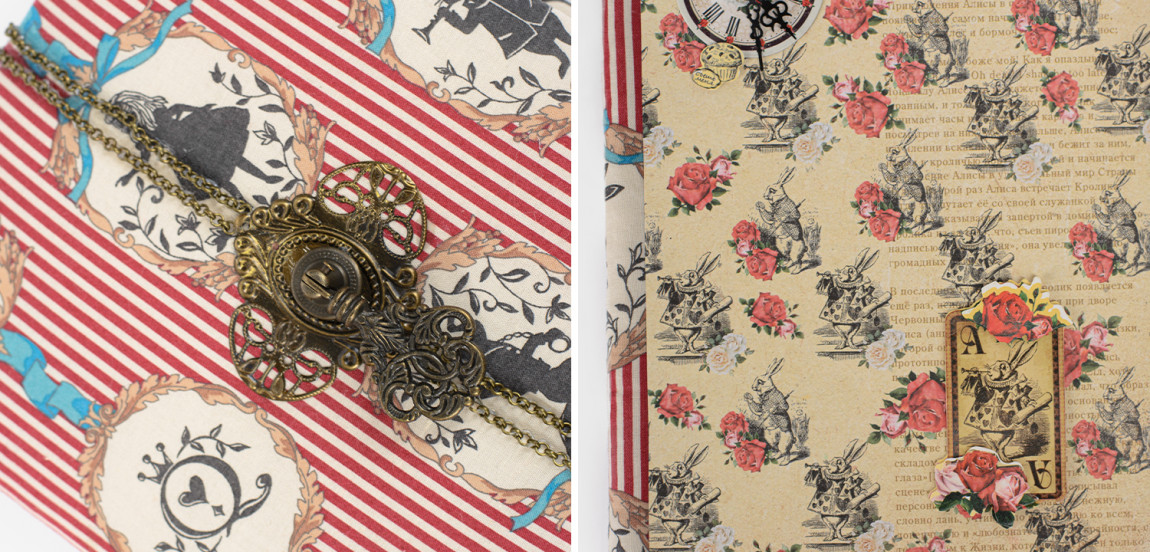 Фотоальбом красный "Алиса в стране чудес" ручная работа