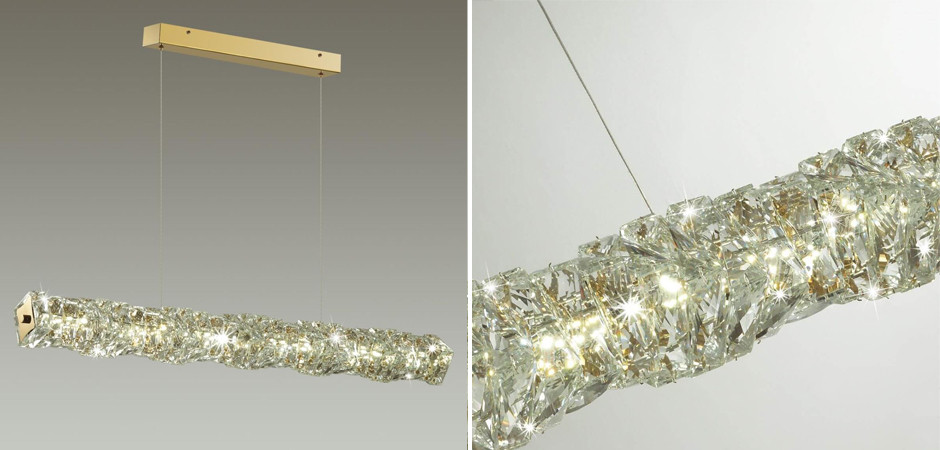 Хрустальная Люстра Long Transparent Cubes Золотая