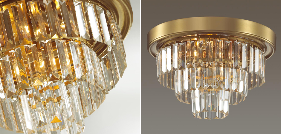 Хрустальная потолочная люстра Crystal Fountain Латунь