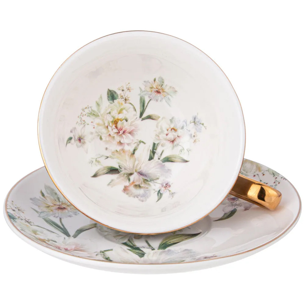 Чайная пара из фарфора 200 мл Grey Tea Porcelain Set