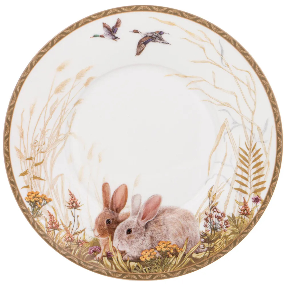 Чайная пара из фарфора с изображением собаки и зайцев 300 мл Hunting Porcelain Collection
