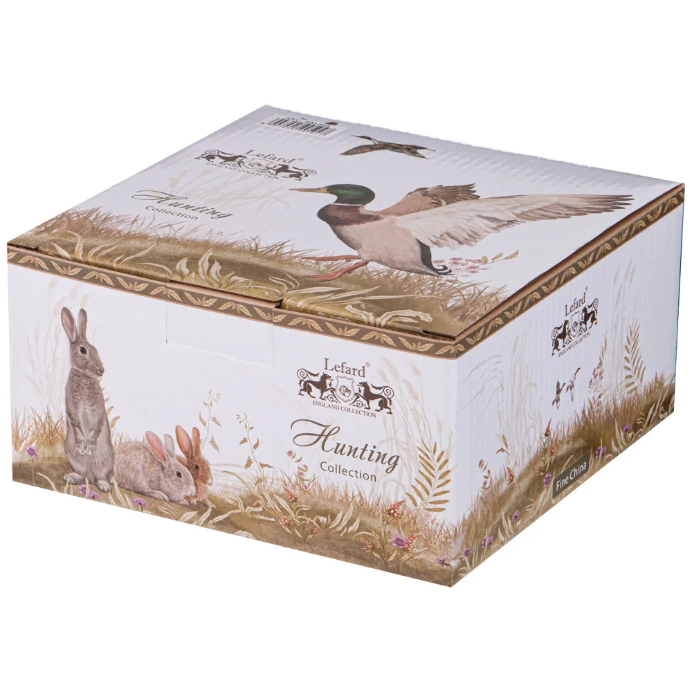 Чайная пара из фарфора с изображением собаки и зайцев 300 мл Hunting Porcelain Collection