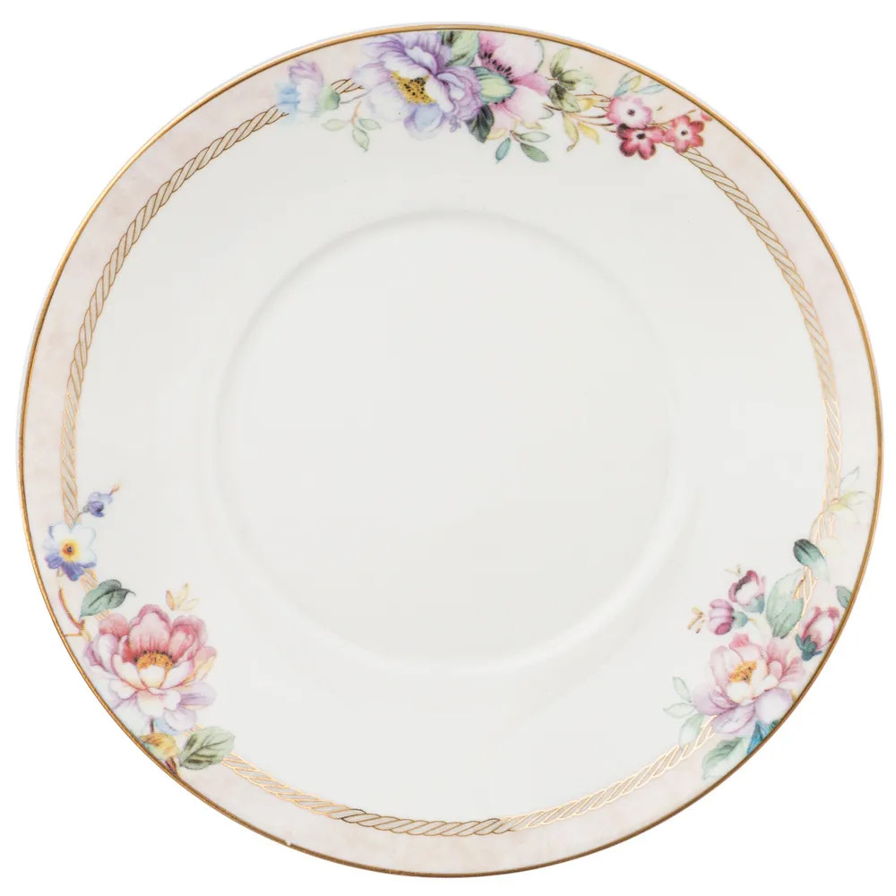 Чайная пара из фарфора с цветочным принтом 300мл Flower Porcelain Collection