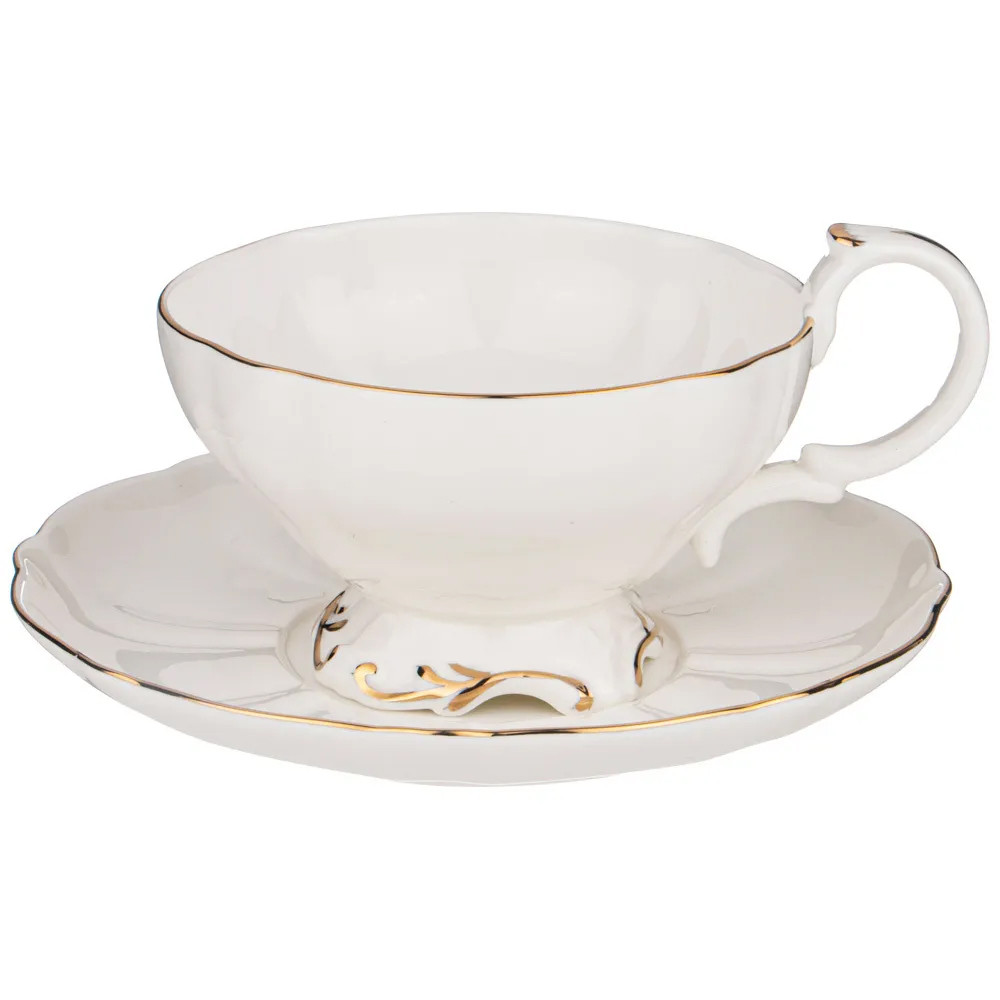 Чайный набор  белого цвета из фарфора на 6 персон 12 предметов Shine Porcelain