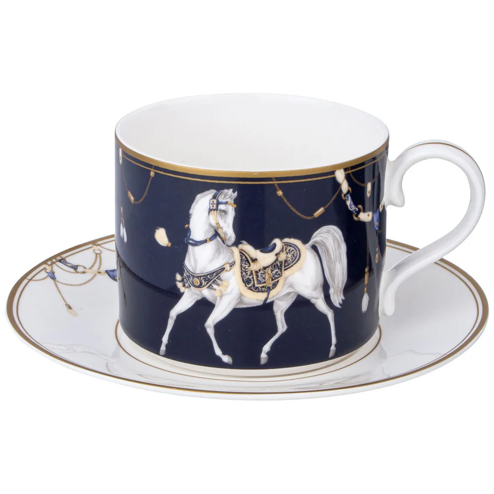 Чайный набор из фарфора с изображением лошадей на 6 персон 12 предметов Porcelain Horse Set