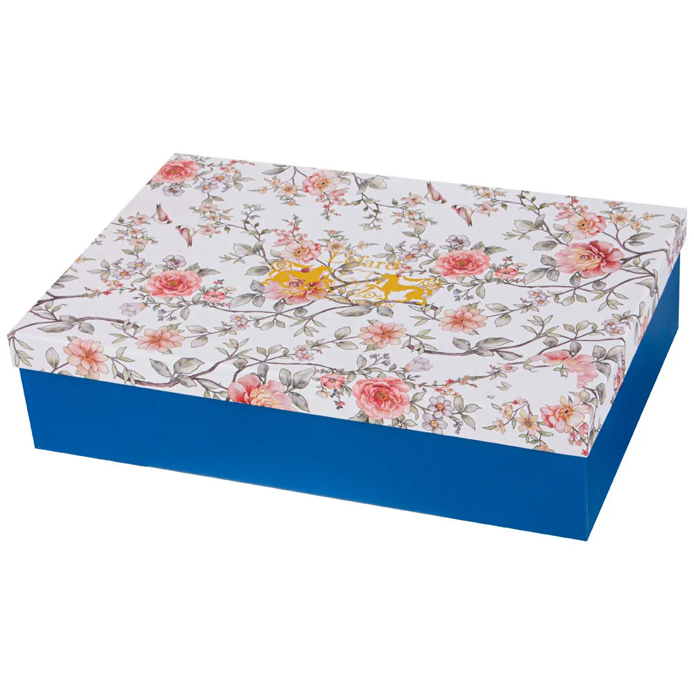 Чайный набор из фарфора синий на 6 персон 12 предметов Flower Porcelain Collection