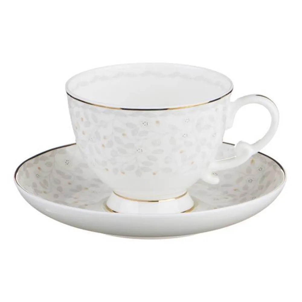 Чайный сервиз белого цвета из фарфора на 6 персон 15 предметов Floral Charm