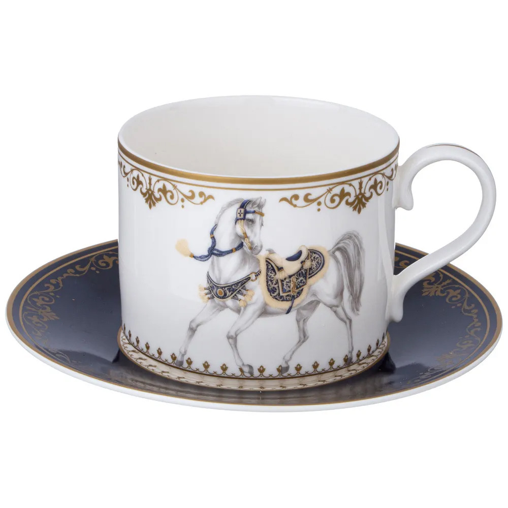 Чайный сервиз из фарфора с изображением лошадей на 6 персон 14 предметов Porcelain Horse Set