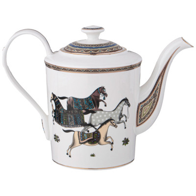 Чайный сервиз из фарфора с изображением лошадей на 6 персон 15 предметов Porcelain Horse Set