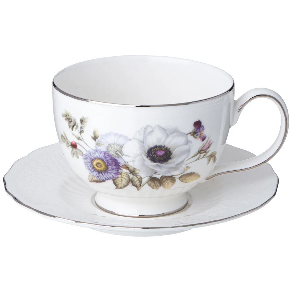 Чайный сервиз из фарфора с рисунком цветов на 6 персон 14 предметов Garden Whisper Porcelain Set