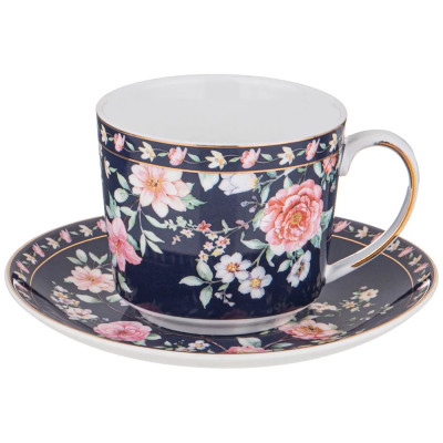 Чайный сервиз из фарфора синий на 6 персон 14 предметов Flower Porcelain Collection