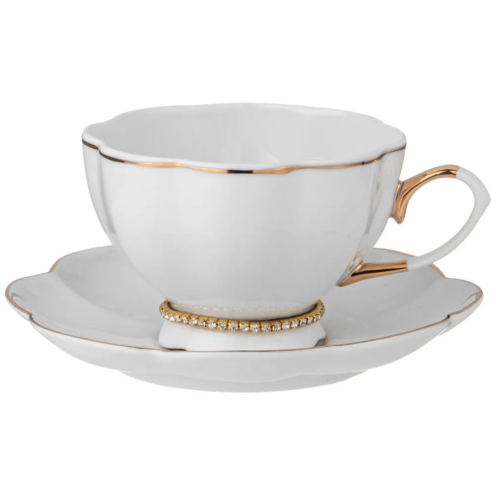 Чайный сервиз из фарфора со стразами на 6 персон 15 предметов Shine Porcelain