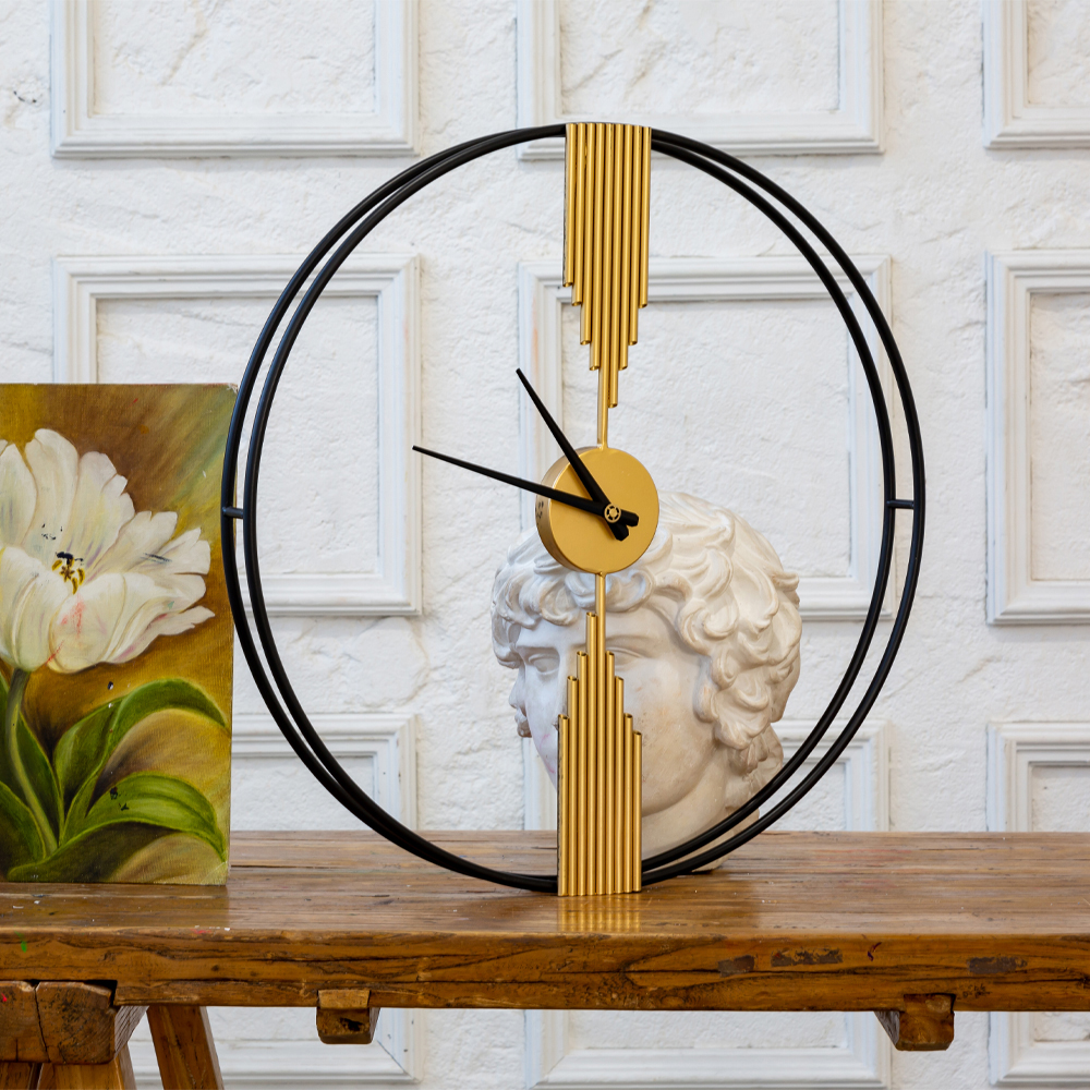 Часы настенные круглые из металла Mirror Tower Clock