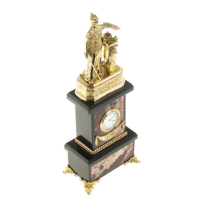 Часы настольные бронзовые из натурального камня Яшма Stone Clock
