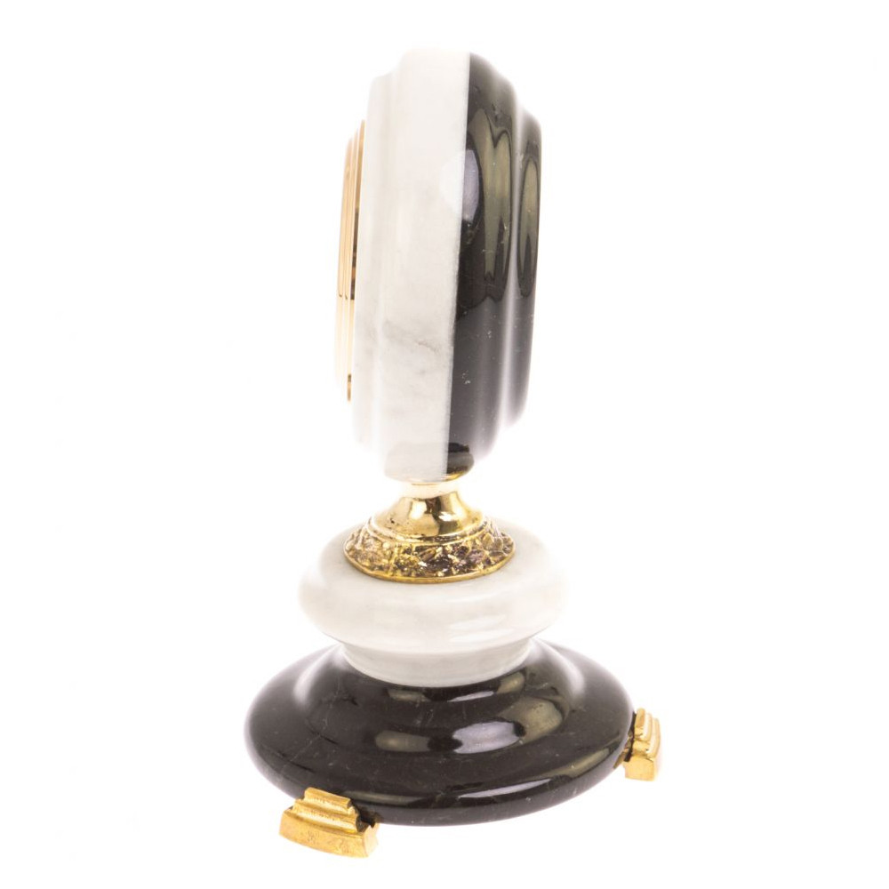 Часы настольные бронзовые из натуральных камней Мрамор и Змеевик Stone Clock