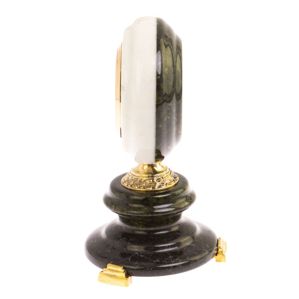 Часы настольные бронзовые из натуральных камней Мрамор и Змеевик Stone Clock