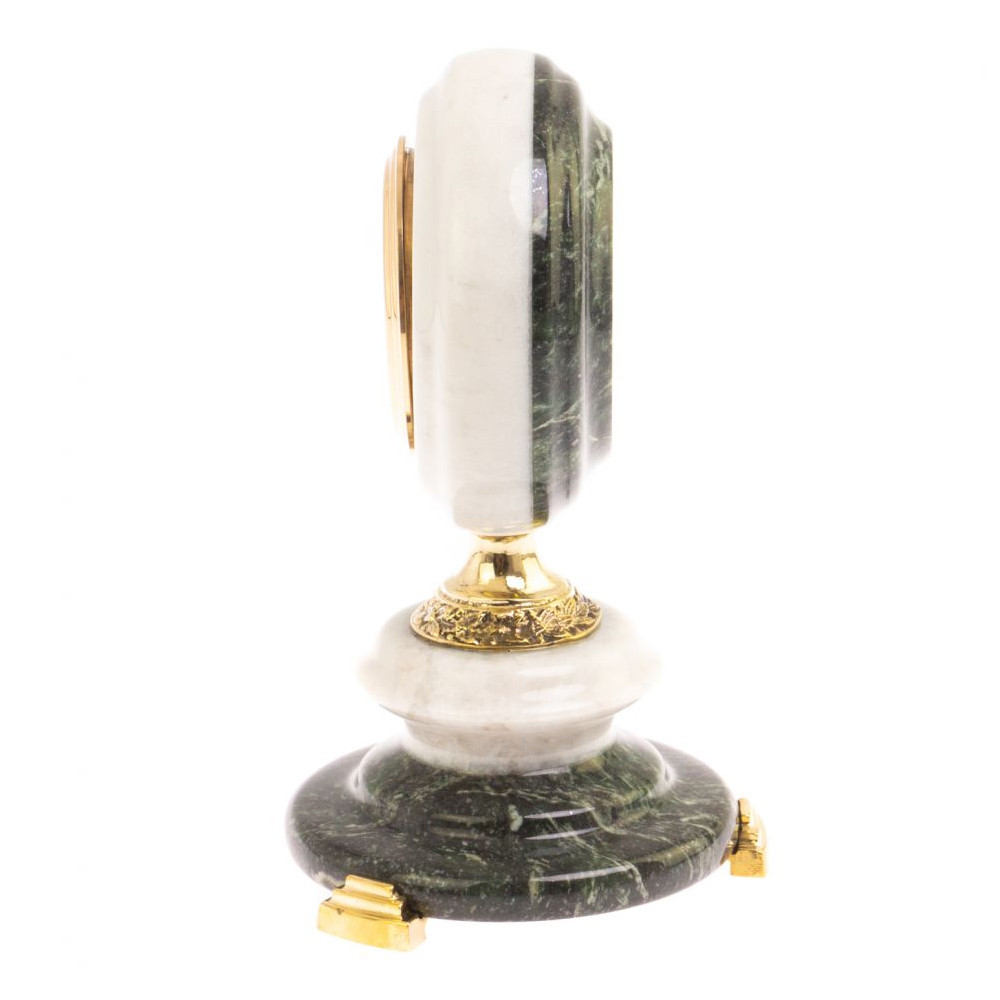 Часы настольные бронзовые из натуральных камней Мрамор и Змеевик Stone Clock