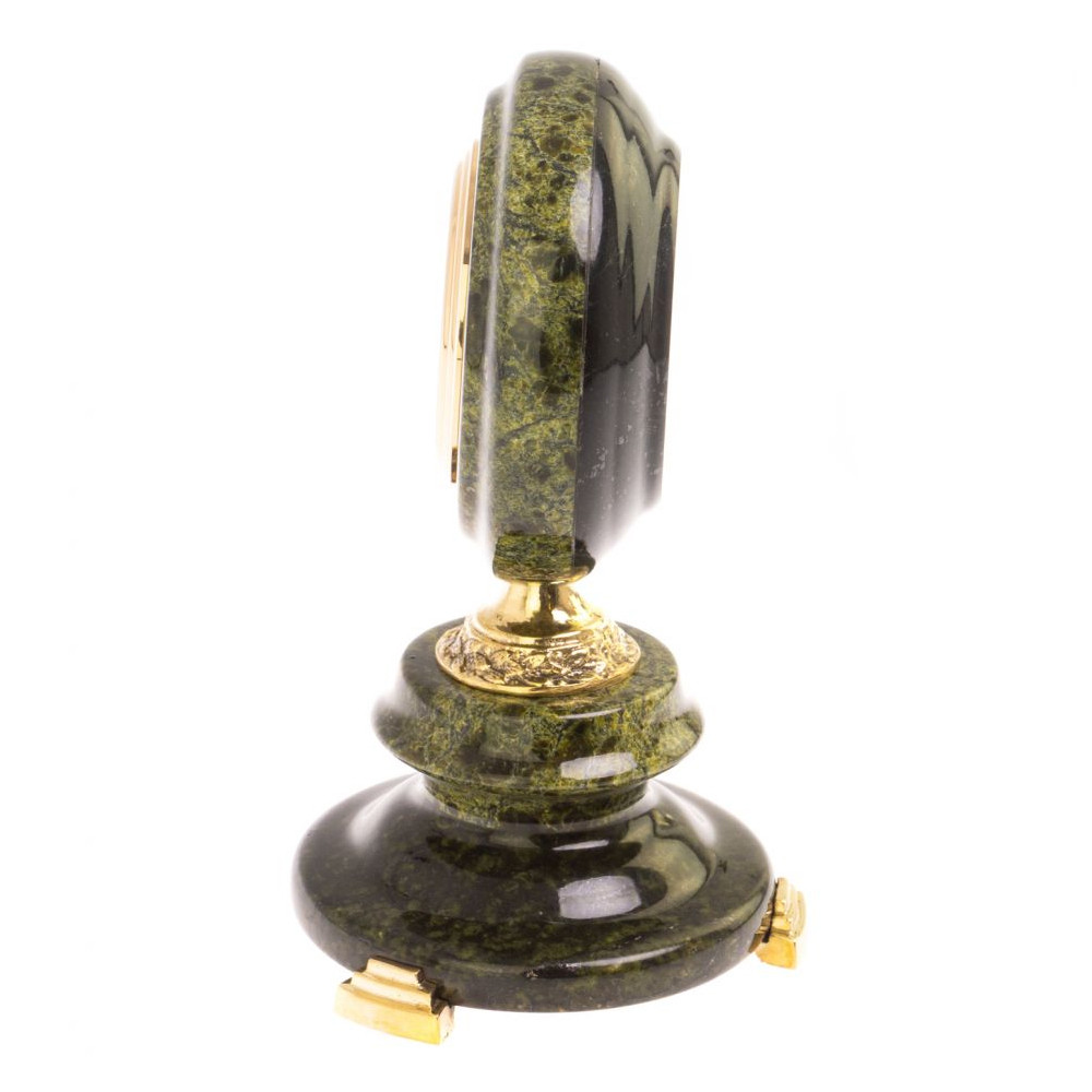Часы настольные бронзовые из натуральных камней Мрамор и Змеевик Stone Clock