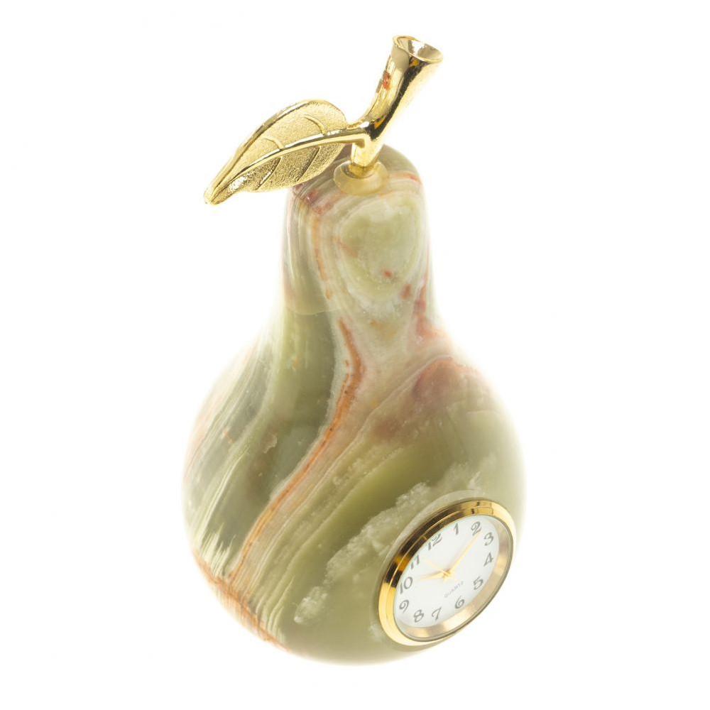 Часы настольные в виде груши из натурального камня Оникс Stone Clock