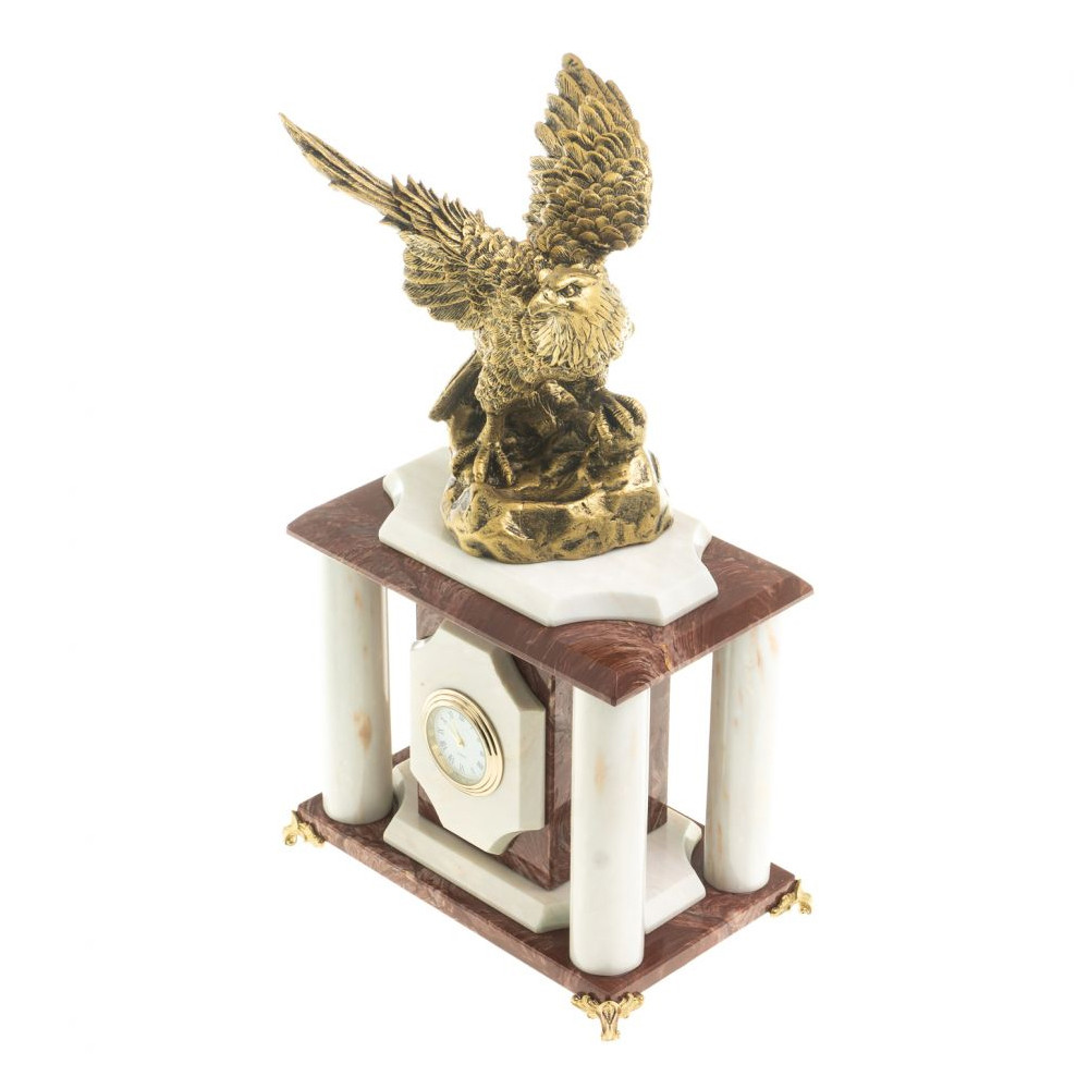 Часы настольные из натурального камня с декором в виде орла Eagle Stone Clock