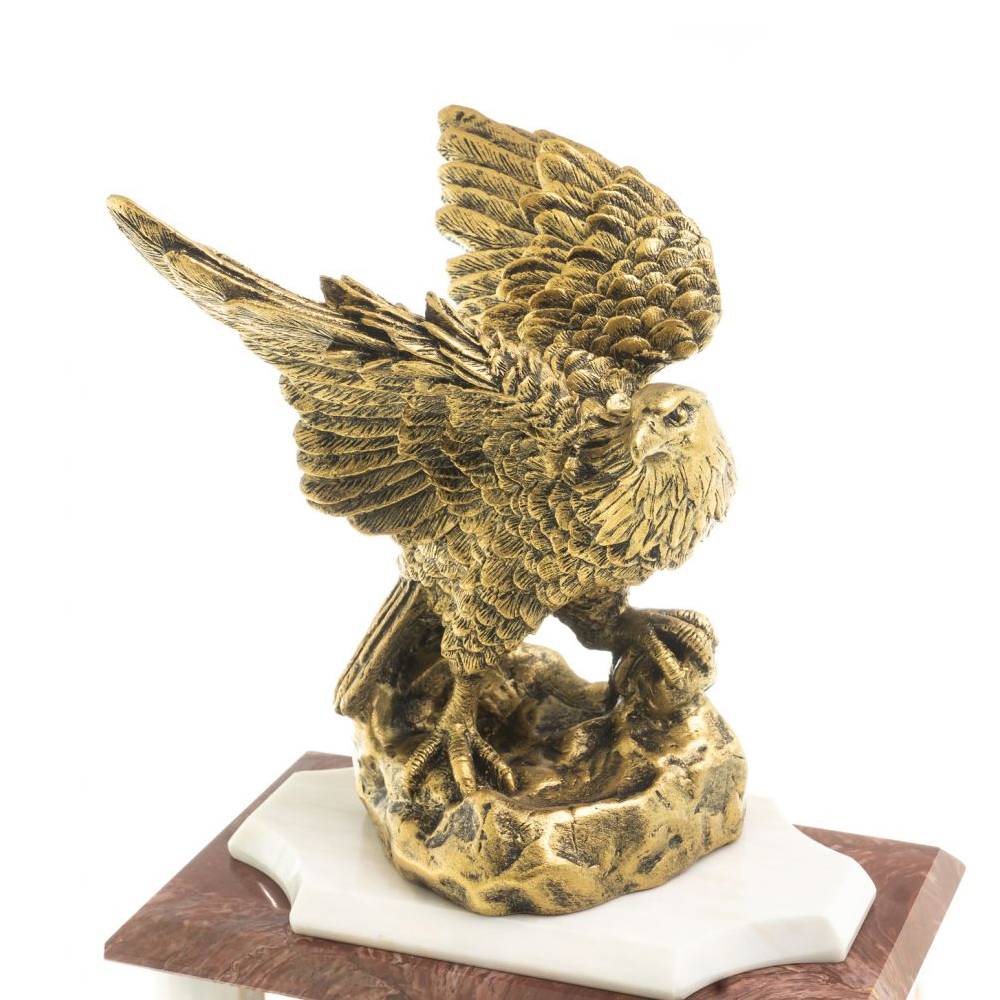 Часы настольные из натурального камня с декором в виде орла Eagle Stone Clock