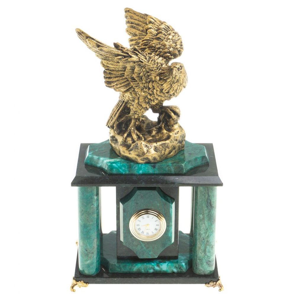 Часы настольные из натурального камня с декором в виде орла Eagle Stone Clock