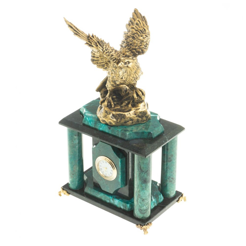 Часы настольные из натурального камня с декором в виде орла Eagle Stone Clock
