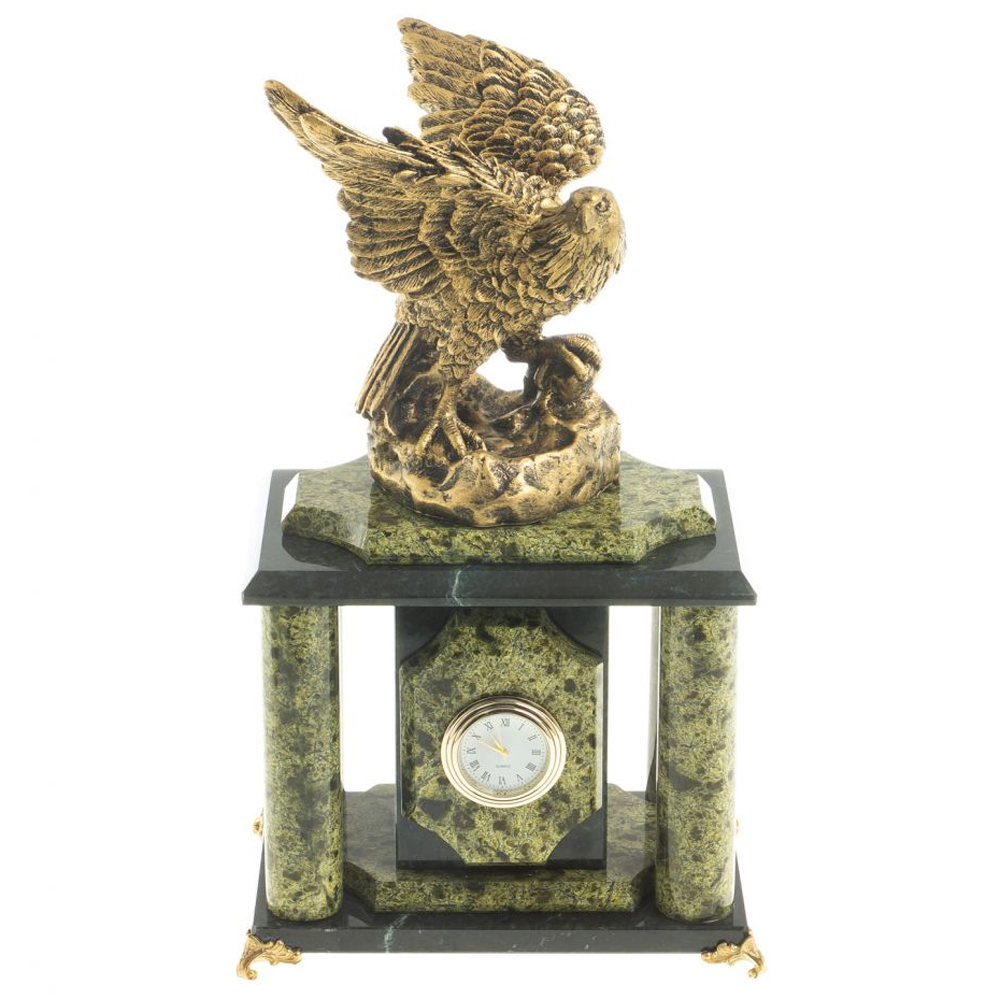 Часы настольные из натурального камня с декором в виде орла Eagle Stone Clock