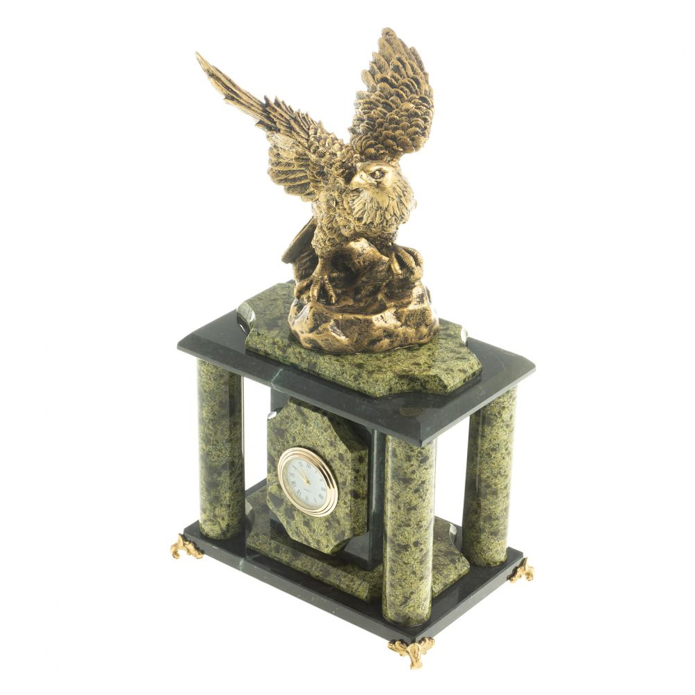 Часы настольные из натурального камня с декором в виде орла Eagle Stone Clock