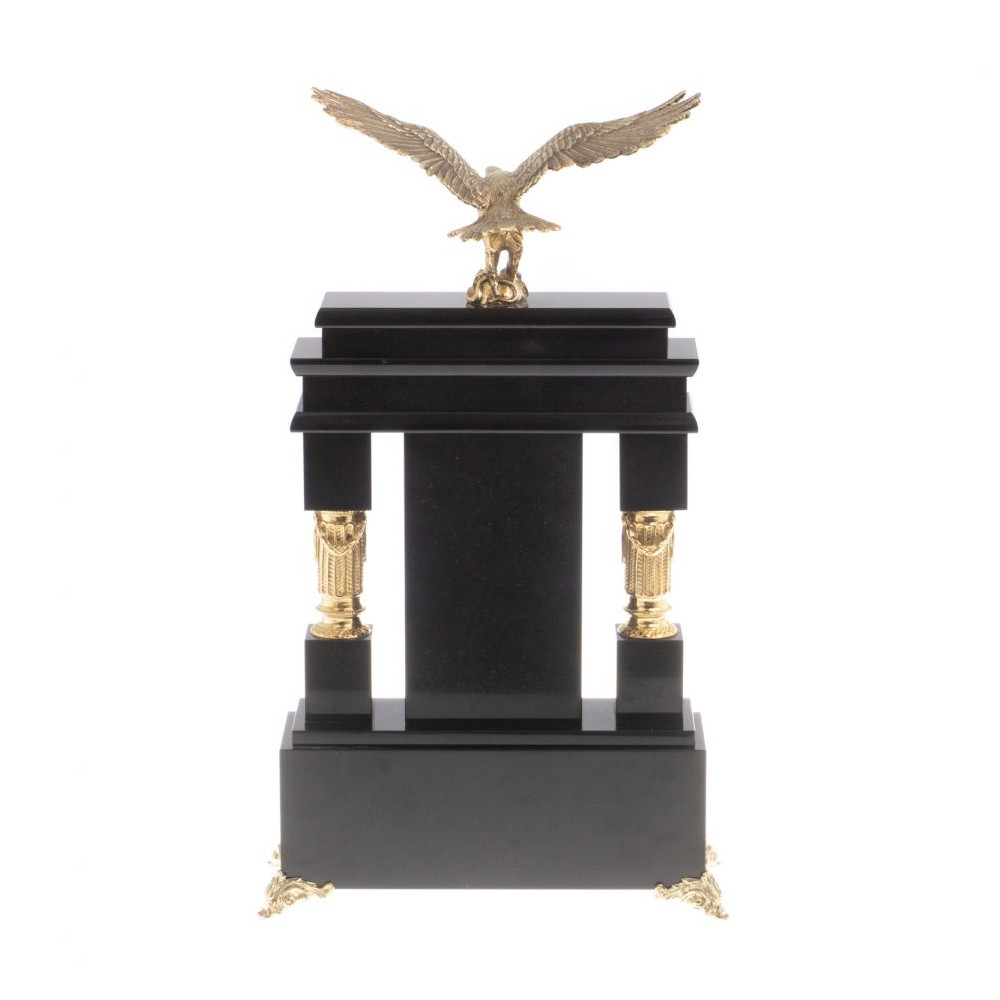 Часы настольные из яшмы и бронзы с декором в виде горного орла Eagle Stone Clock