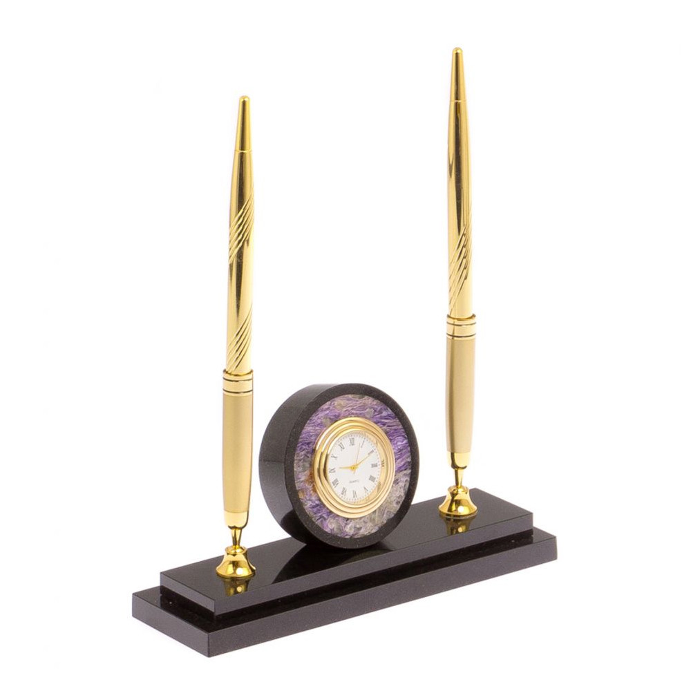 Часы настольные с двумя ручками из натурального камня Stone Clock