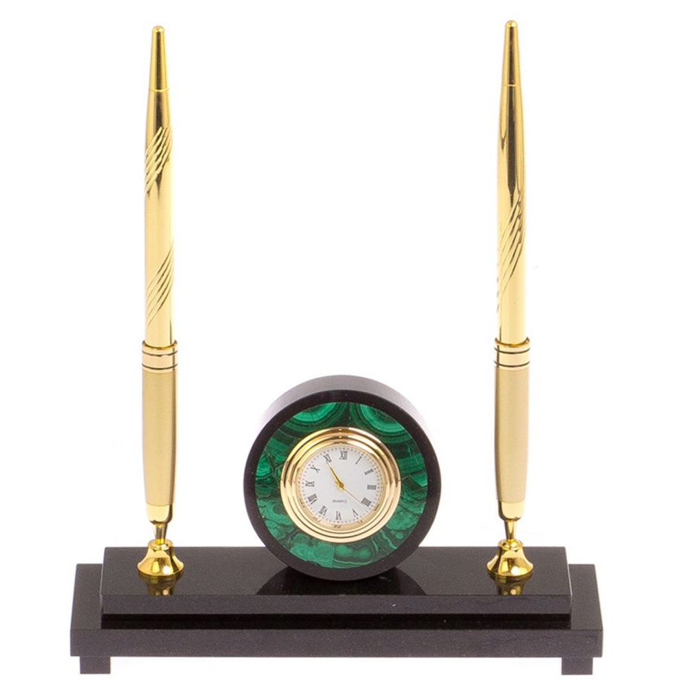 Часы настольные с двумя ручками из натурального камня Stone Clock