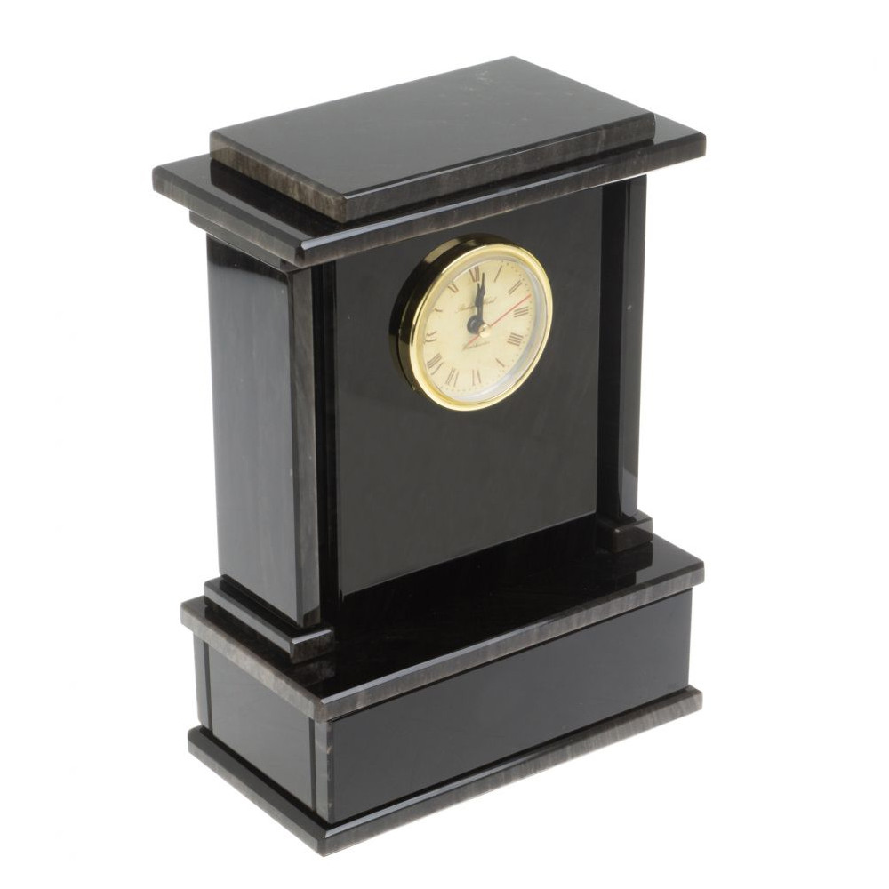 Часы настольные черные из натурального камня Обсидиан Stone Clock