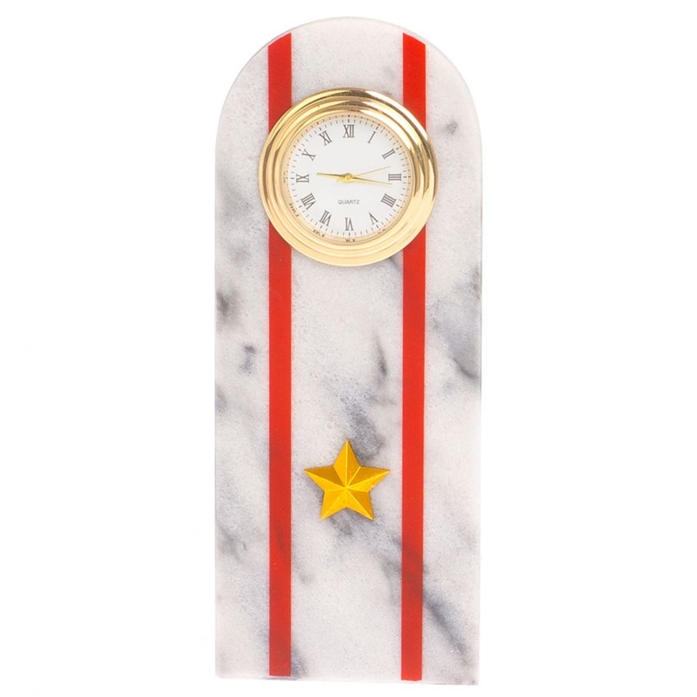 Часы погон МВД подарочные настольные из натурального камня Мрамор Military Clock