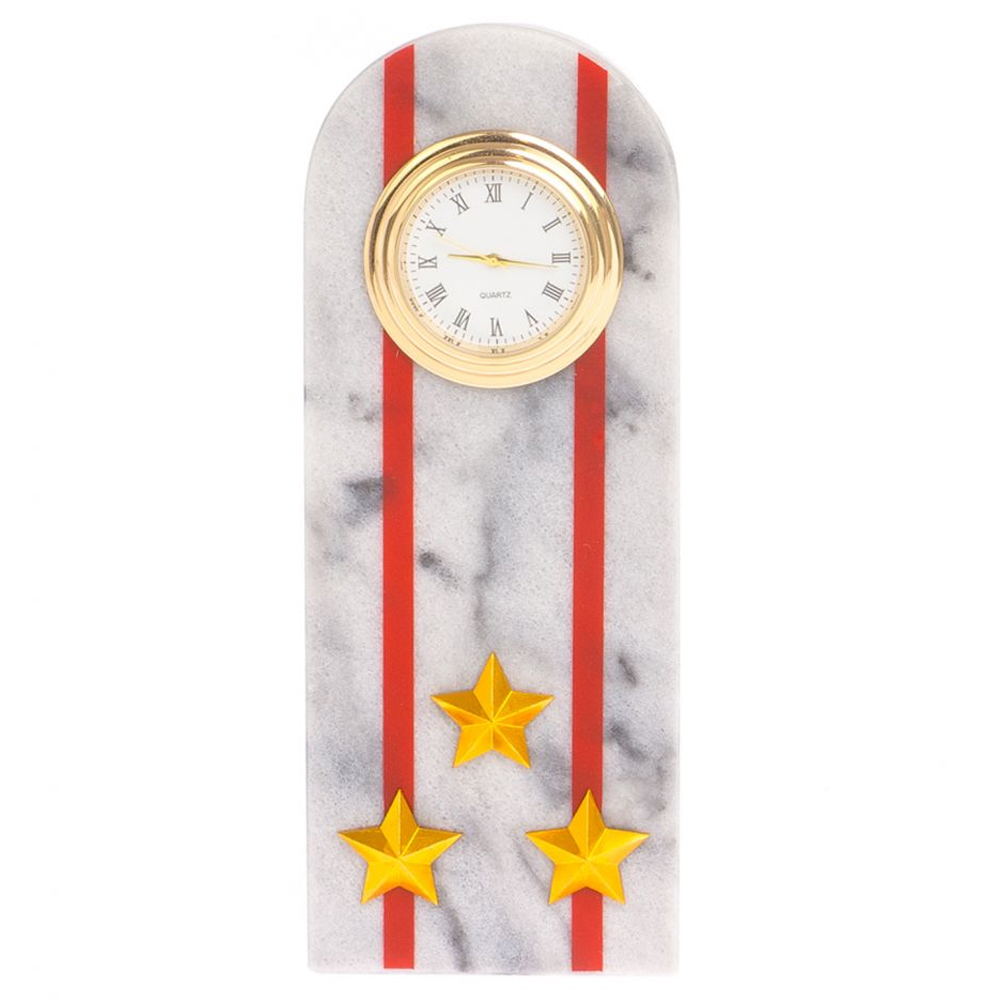 Часы погон МВД подарочные настольные из натурального камня Мрамор Military Clock