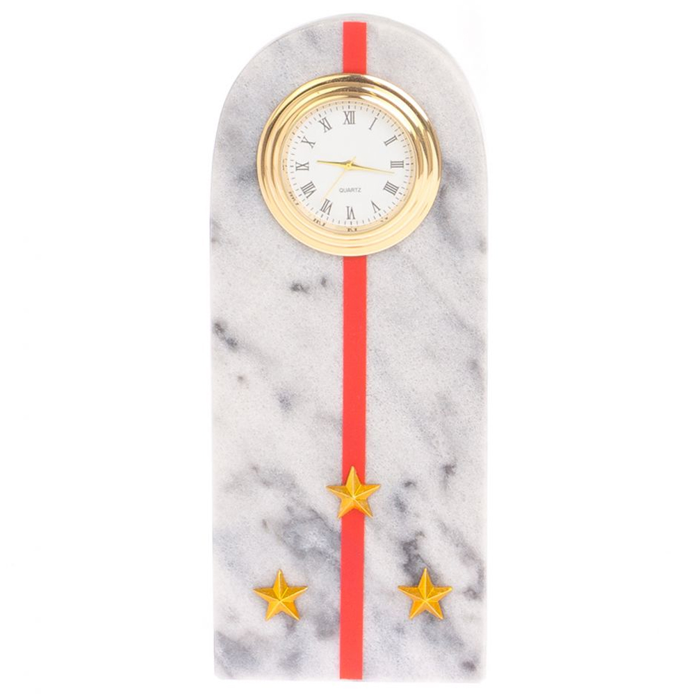 Часы погон МВД подарочные настольные из натурального камня Мрамор Military Clock