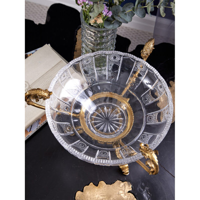 Чаша из прозрачного рельефного стекла на бронзовой подставке Eden Garden