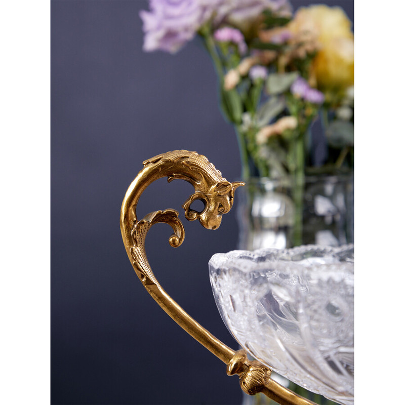 Чаша из прозрачного рельефного стекла на бронзовой подставке Eden Garden