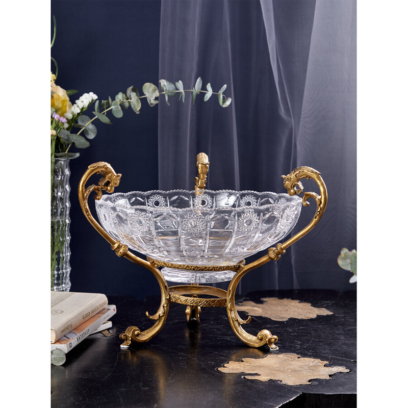 Чаша из прозрачного рельефного стекла на бронзовой подставке Eden Garden