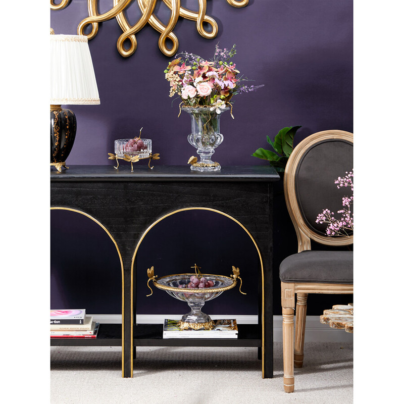 Чаша из прозрачного стекла на бронзовых ножках в виде стрекоз Eden Garden