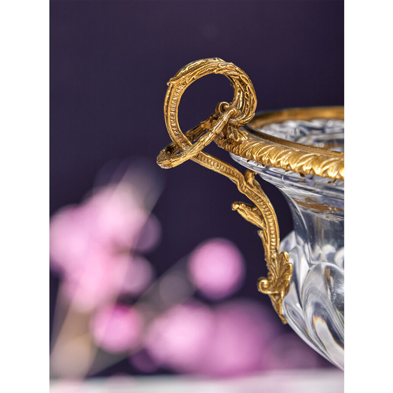 Чаша из прозрачного стекла с бронзовой подставкой и ручками Eden Garden