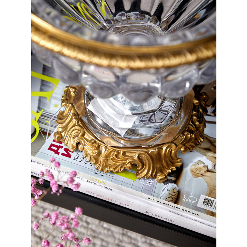 Чаша из прозрачного стекла с бронзовой подставкой и ручками Eden Garden