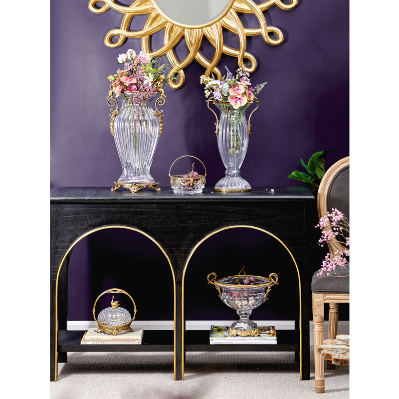 Чаша из прозрачного стекла с бронзовой подставкой и ручками Eden Garden