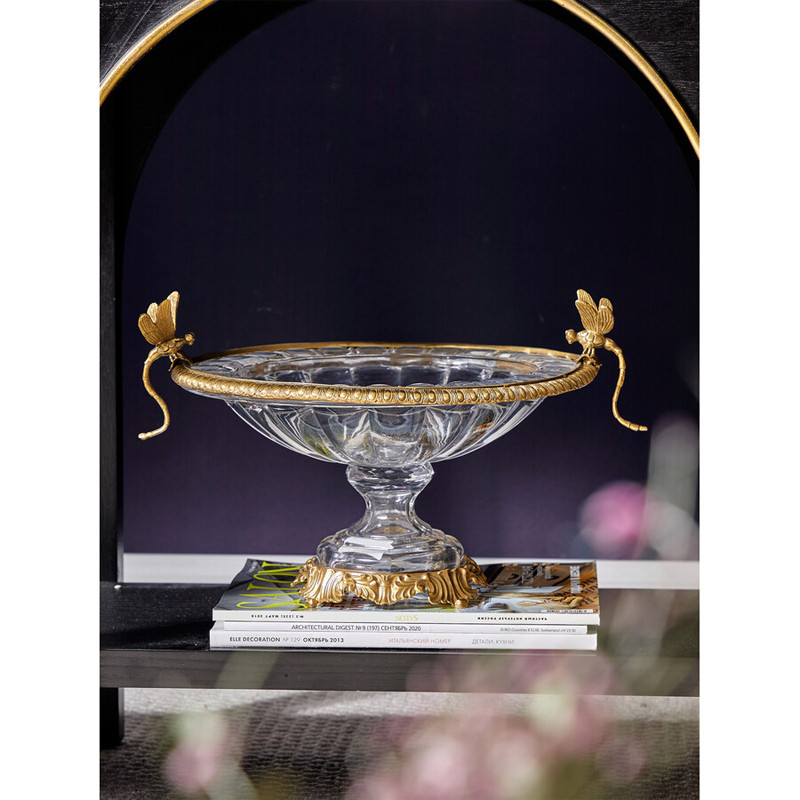 Чаша из прозрачного стекла с рельефным ободком и фигурками стрекоз Eden Garden