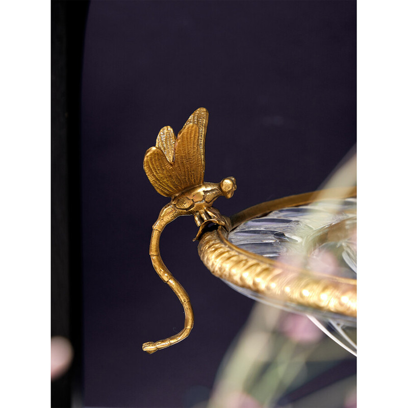 Чаша из прозрачного стекла с рельефным ободком и фигурками стрекоз Eden Garden