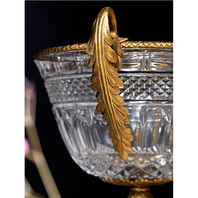 Чаша из прозрачного стекла с ручками и ободком из бронзы Eden Garden