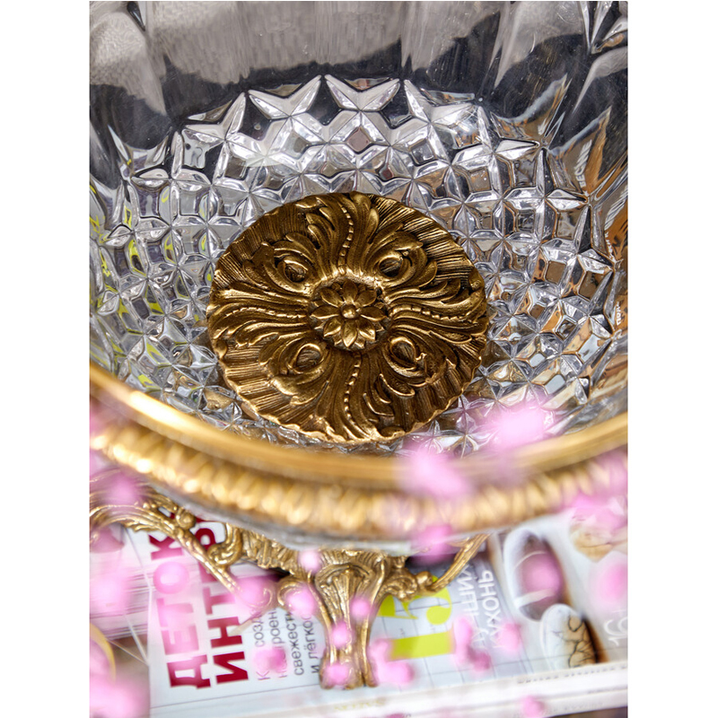 Чаша из прозрачного стекла с ручками и ободком из бронзы Eden Garden