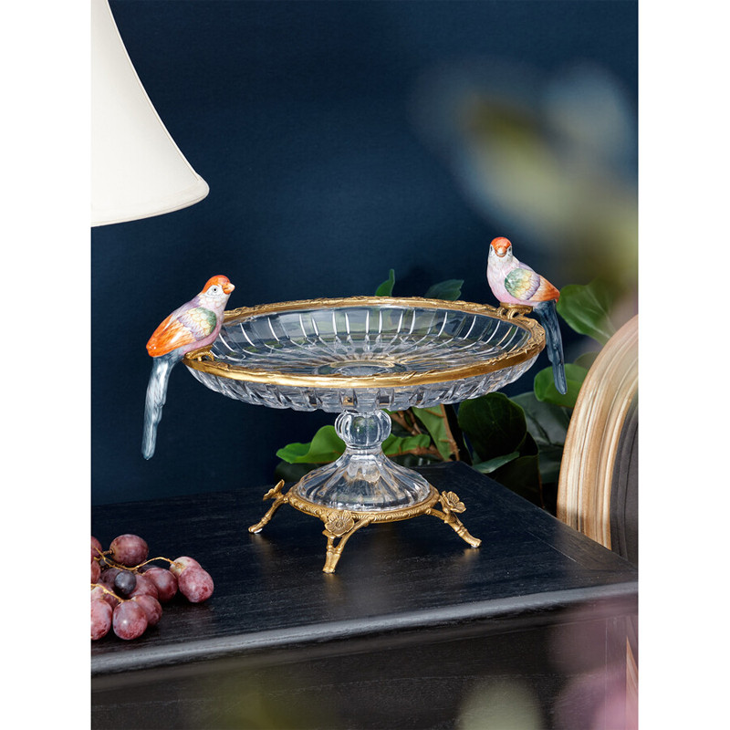 Чаша из прозрачного стекла с фигурками разноцветных попугаев на ободке 38 Eden Garden