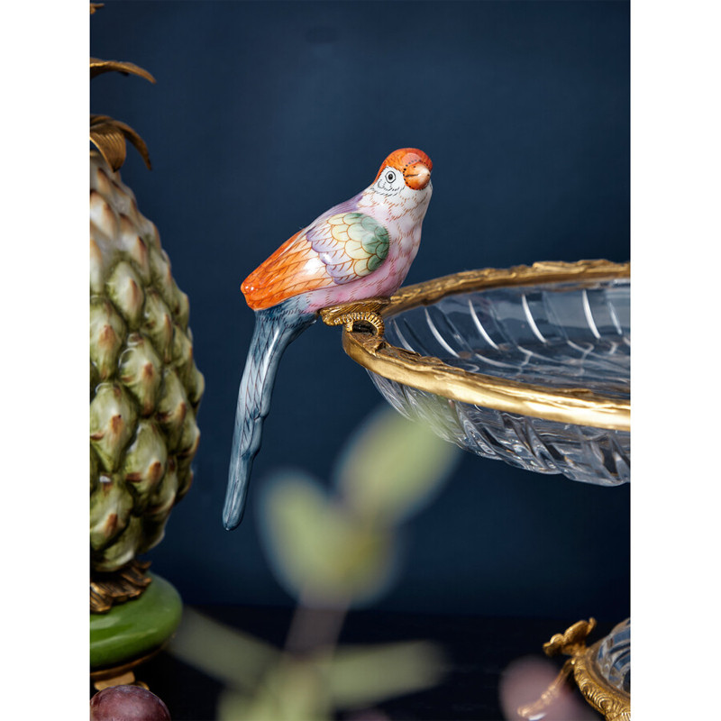 Чаша из прозрачного стекла с фигурками разноцветных попугаев на ободке 38 Eden Garden